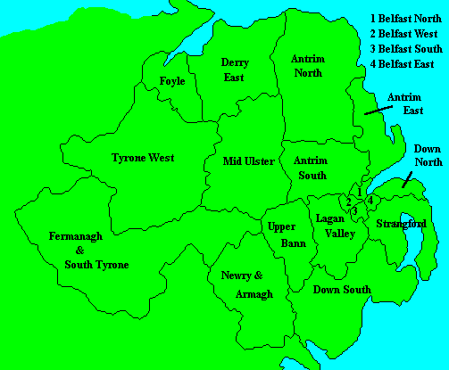 Map of constituencies in north of Ireland